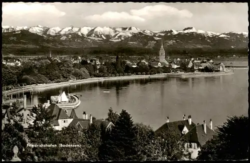 Ansichtskarte Friedrichshafen Panorama mit Hafen und Bergen 1965