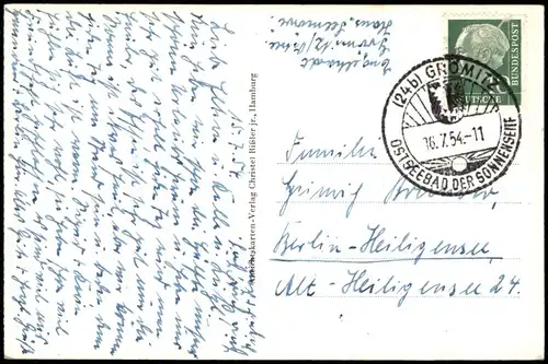 Ansichtskarte Grömitz (Holstein) Strandpromenade 1954  Stempel