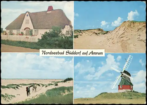Süddorf Sössaarep Sydtorp-Nebel (Amrum) Windmühle, Fischerhaus, Dünen 1976