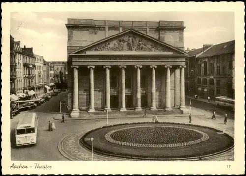 Ansichtskarte Aachen Theater, Bus - Straßen 1956