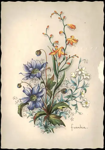 Ansichtskarte  Botanik :: Blumen Blumenstrauss - Künstlerkarte 1972