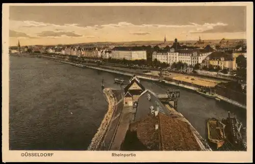 Ansichtskarte Düsseldorf Rheinpartie - Kräne 1922