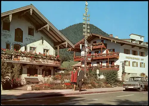 Ansichtskarte Ruhpolding Dorfplatz u. Maibaum 1978