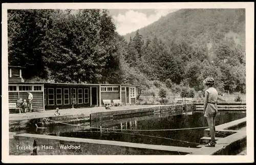 Ansichtskarte Treseburg Waldbad Freibad 1963