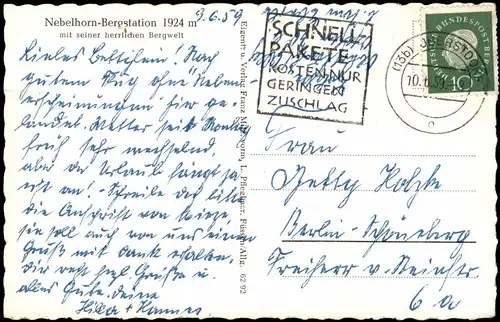 Oberstdorf (Allgäu) Nebelhorn und Beschreibung der umliegenden Berge 1959