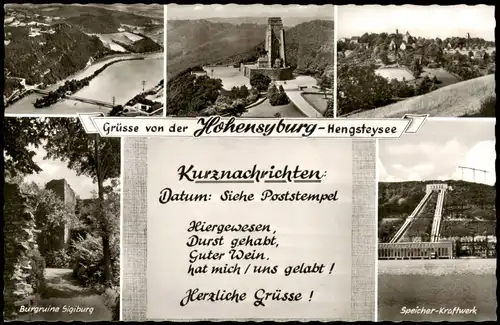 Ansichtskarte Syburg-Dortmund Hohensyburg, Luftbild, Speicherkraftwerk 1964