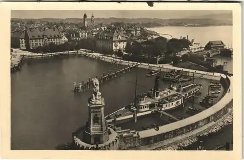 Sammelkarte Lindau (Bodensee) Hafen und Bodenseedampfer 1950