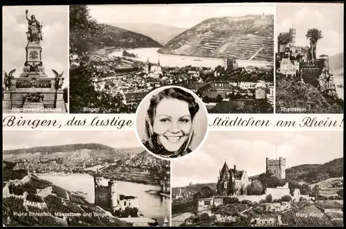 Bingen am Rhein Mehrbildkarte mit Umlandansichten ua.   Rhein 1950