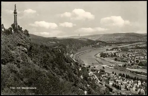 Ansichtskarte Trier Panorama-Ansicht mit Mariensäule 1959