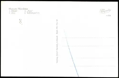 Ansichtskarte Husum Mehrbildkarte mit ZOB, Markt, Tine, Schloßgarten 1960