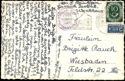 Partenkirchen-Garmisch  Wank-Gipfel mit Wankhaus u. Bergstation 1955