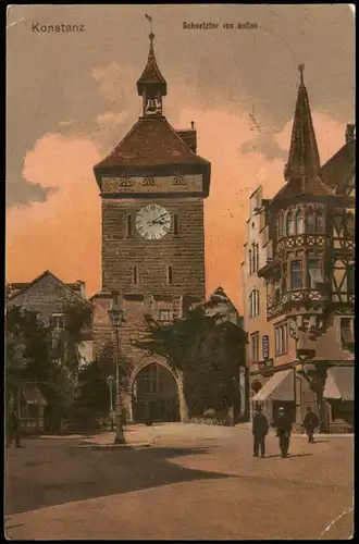 Ansichtskarte Konstanz Schnetztor, Cafe - Abendstimmung 1921