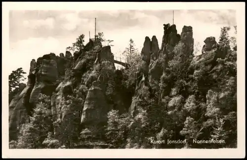 Ansichtskarte Jonsdorf Partie an den Nonnenfelsen 1955