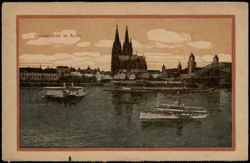 Ansichtskarte Köln Rheinpartie in Köln, Schiffe, Dom 1920