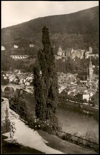 Ansichtskarte Heidelberg Blick über d. Philosophengärtchen 1950