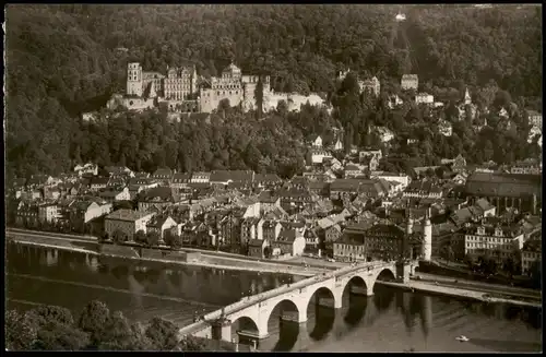Ansichtskarte Heidelberg Blick vom Philosophenweg auf Stadt u. Schloss 1960