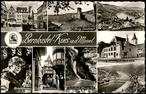 Bernkastel-Kues  mit Burg Landshut, Spitzhaus, Tiefenbach-Wasserfall uvm. 1961