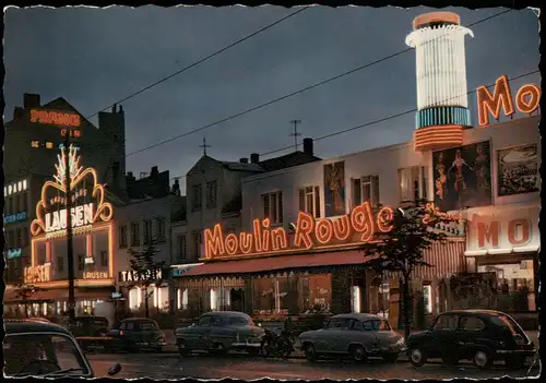 St. Pauli-Hamburg Reeperbahn Autos vor dem Moulin Rouge und Café Lausen 1958