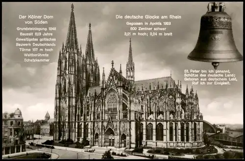 Ansichtskarte Köln Kölner Dom von Süden (AK der Rheingold-Serie) 1960
