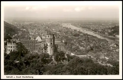 Ansichtskarte Heidelberg Panorama Blick auf Neckar, Schloß u. Stadt 1940