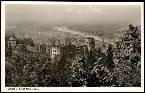 Ansichtskarte Heidelberg Stadt Panorama mit Schloss, Fernansicht Neckar 1940