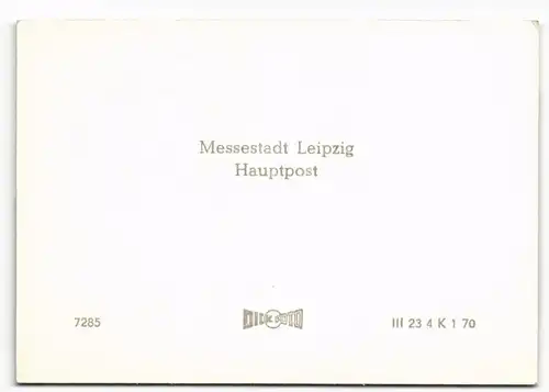 Sammelkarte Leipzig Messestadt Leipzig Hauptpost 1970