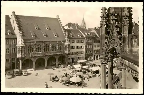 Freiburg im Breisgau Blick vom Münster auf das historische Kaufhaus 1950