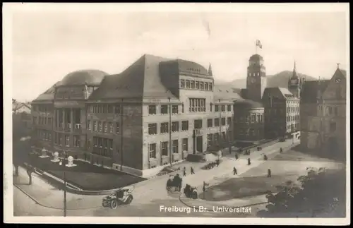 Freiburg im Breisgau Straßen Partie mit Auto a.d. Universität 1920