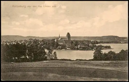 Ansichtskarte Ratzeburg Panorama-Ansicht Blick von den drei Linden aus 1910