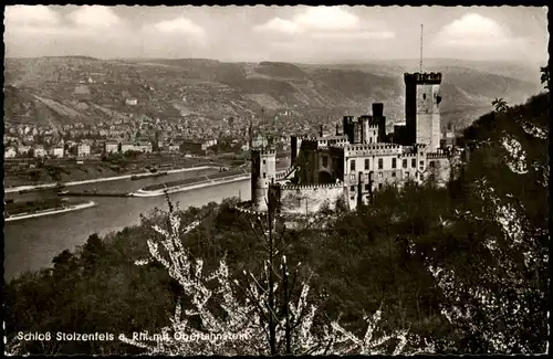 Stolzenfels-Koblenz Burg Stolzenfels, Rhein Blick auf Oberlahnstein 1960