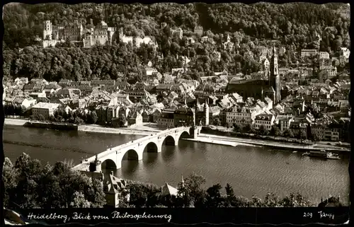 Ansichtskarte Heidelberg Panorama-Blick vom Philosophenweg 1957