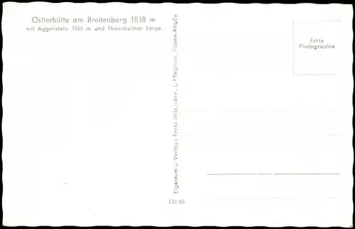 Ansichtskarte Pfronten (Allgäu) Ostlerhütte am Breitenberg 1838 m 1969