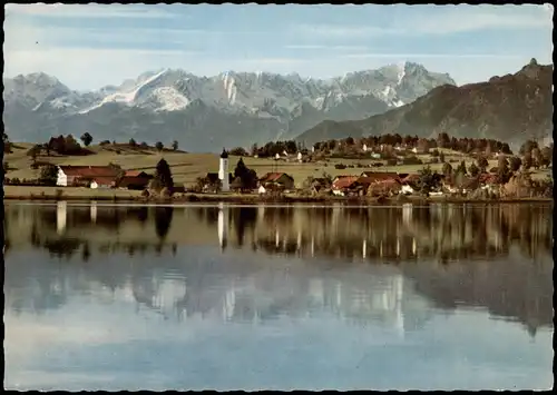 Murnau Froschhausen bei Murnau mit Riegsee, Wetterstein und Zugspitze 1966/1965