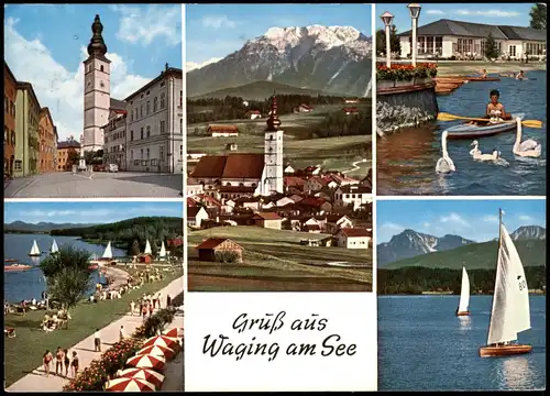 Ansichtskarte Waging am See Mehrbildkarte mit 5 Ortsansichten 1974