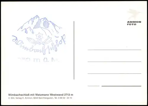 Ansichtskarte Berchtesgaden Wimbachschloß mit Watzmann Westwand 1990