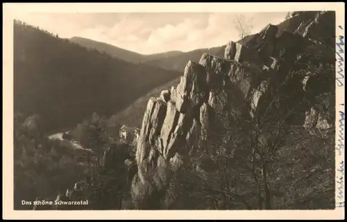 Ansichtskarte .Thüringen Schwarzatal Felsen, Baude 1955