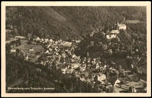 Ansichtskarte Schwarzburg Panorama-Ansicht; Trippstein Blick 1954