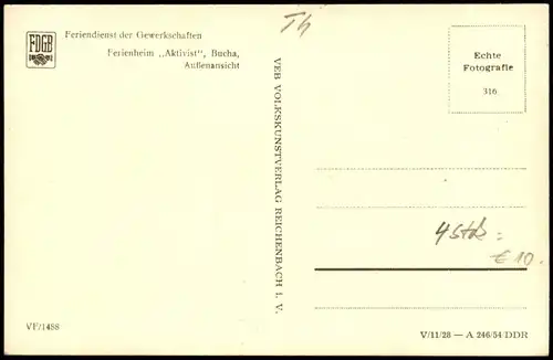 Bucha-Unterwellenborn FDGB-Ferienheim "Aktivist" Außenansicht 1954