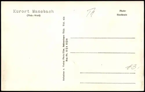 Manebach-Ilmenau Panorama-Ansicht; Ortsansicht, Ort Thüringer Wald 1955