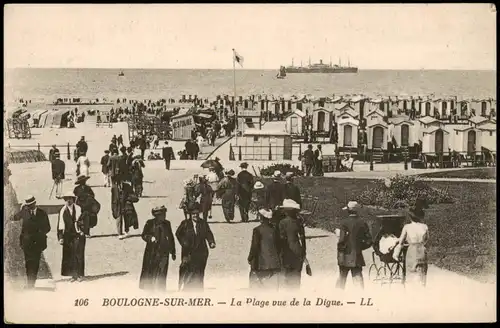 CPA Boulogne-sur-Mer La Plage vue de la Digue (Strand, Beach) 1910