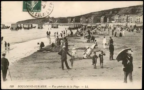 Boulogne-sur-Mer Vue générale de la Plage; Strand Strandleben 1912