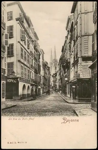 CPA Bayonne La Rue du Port-Neuf; Geschäftsstraße 1910