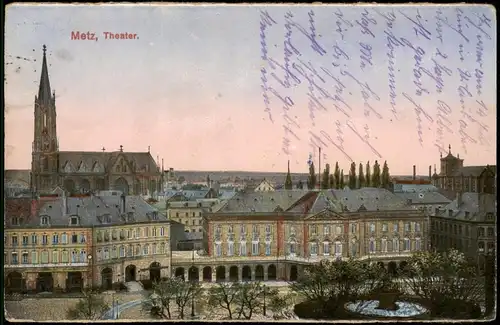 CPA Metz Stadt-Ansicht mit Theater 1918
