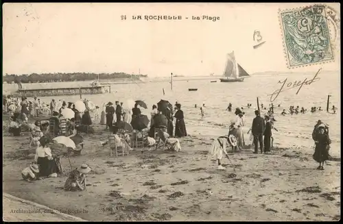 CPA La Rochelle Strand La Plage, Strandleben, Beach-Scene 1907