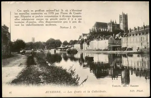 CPA Auxerre Les Quais et la Cathédrale Kathedrale 1915