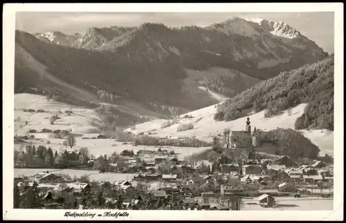 Ansichtskarte Ruhpolding Blick auf die Stadt im Winter 1950