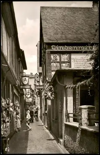 Ansichtskarte Rüdesheim (Rhein) Drosselgasse, belebt 1962