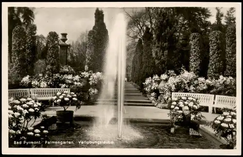 Ansichtskarte Bad Pyrmont Palmengarten mit Verlobungslaube 1936