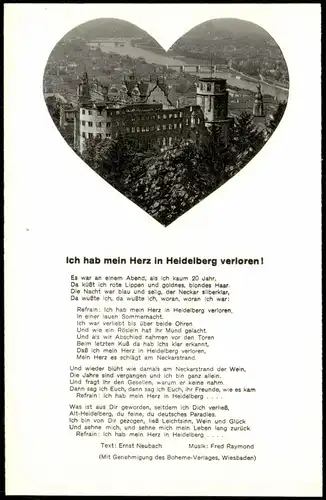 Heidelberg mit Liedtext " Ich hab mein Herz in Heidelberg verloren" 1950