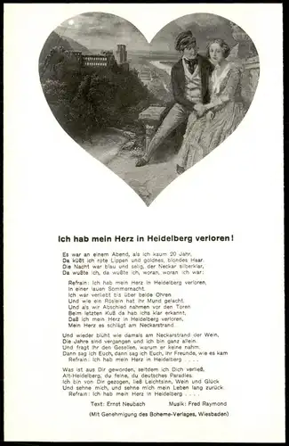 Heidelberg Heidelberger Schloss Künstlerische Darstellung mit Liebespaar 1960